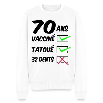 70 ans / anniversaire 70 ans / homme 70 ans - Pull Premium bio Homme - blanc - Devant - Thijin (182cm)