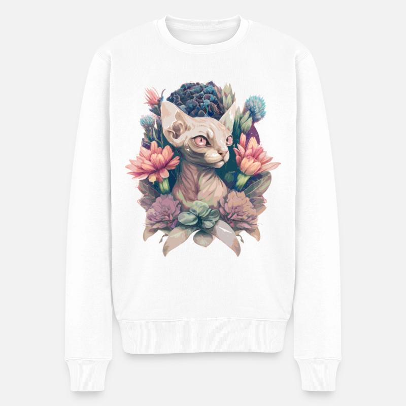 Chat Sphinx mystique - Pull Premium bio Homme - blanc
