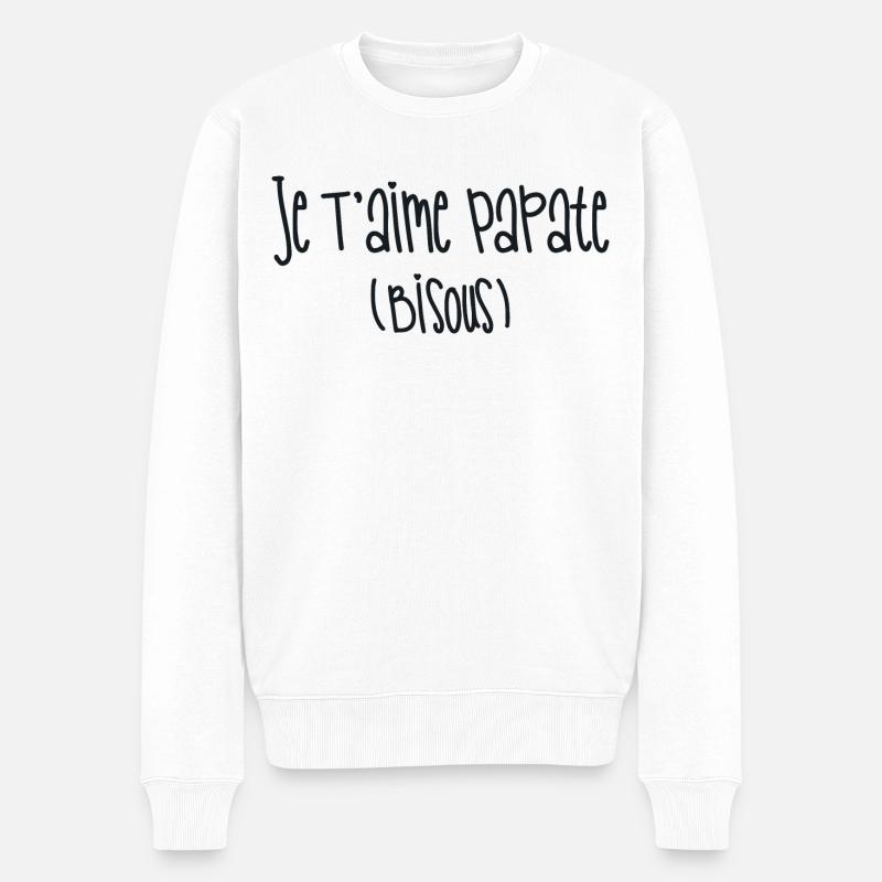 Je T'Aime Papate (Bisous) - Pull Premium bio Homme - blanc