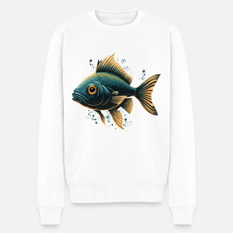 Schöne Fisch Illustration - Männer Premium Bio Pullover - Weiß