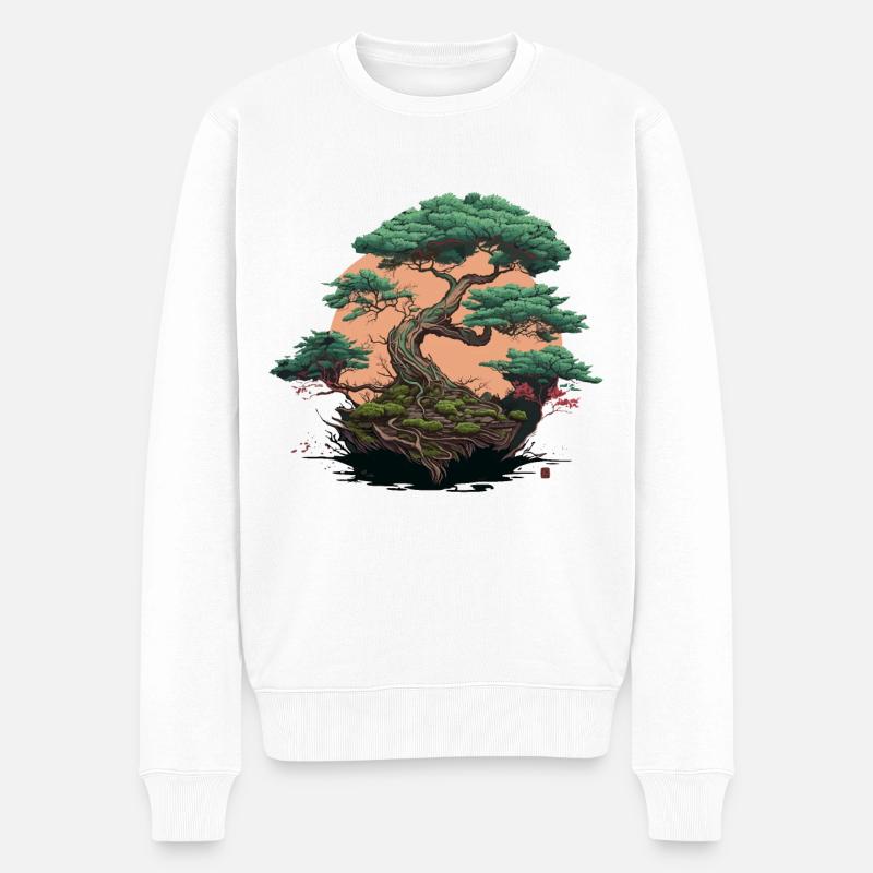 Bildende Kunst des Bonsai - Männer Premium Bio Pullover - Weiß