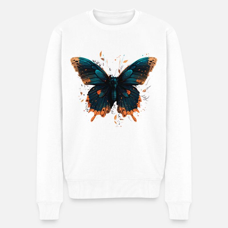 Schmetterling-Bild - Männer Premium Bio Pullover - Weiß