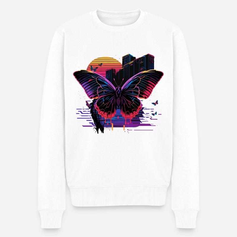 Rétro Vibe Butterfly - Pull Premium bio Homme - blanc