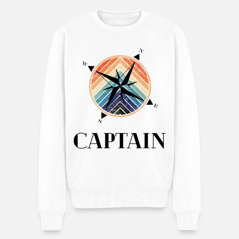 Windrose Kapitän Retro - Männer Premium Bio Pullover - Weiß