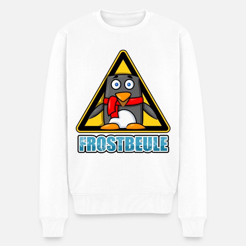 Achtung, Frostbeule - Männer Premium Bio Pullover - Weiß