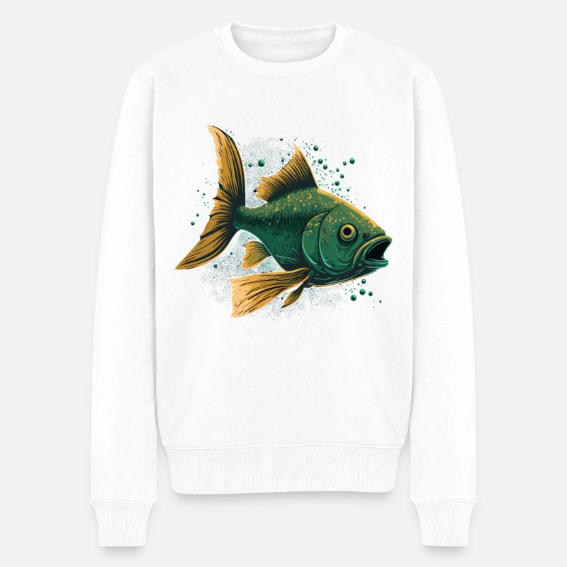 Poisson à bouche ouverte - Pull Premium bio Homme - blanc