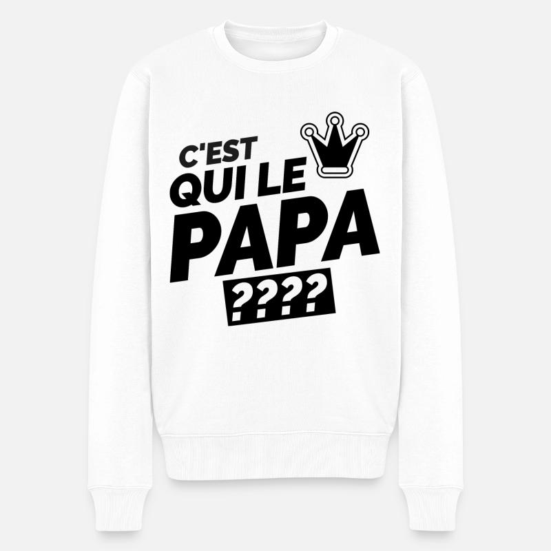 C'est qui le papa? - Pull Premium bio Homme - blanc