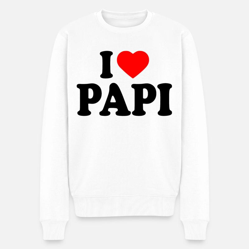 I love papi - Pull Premium bio Homme - blanc