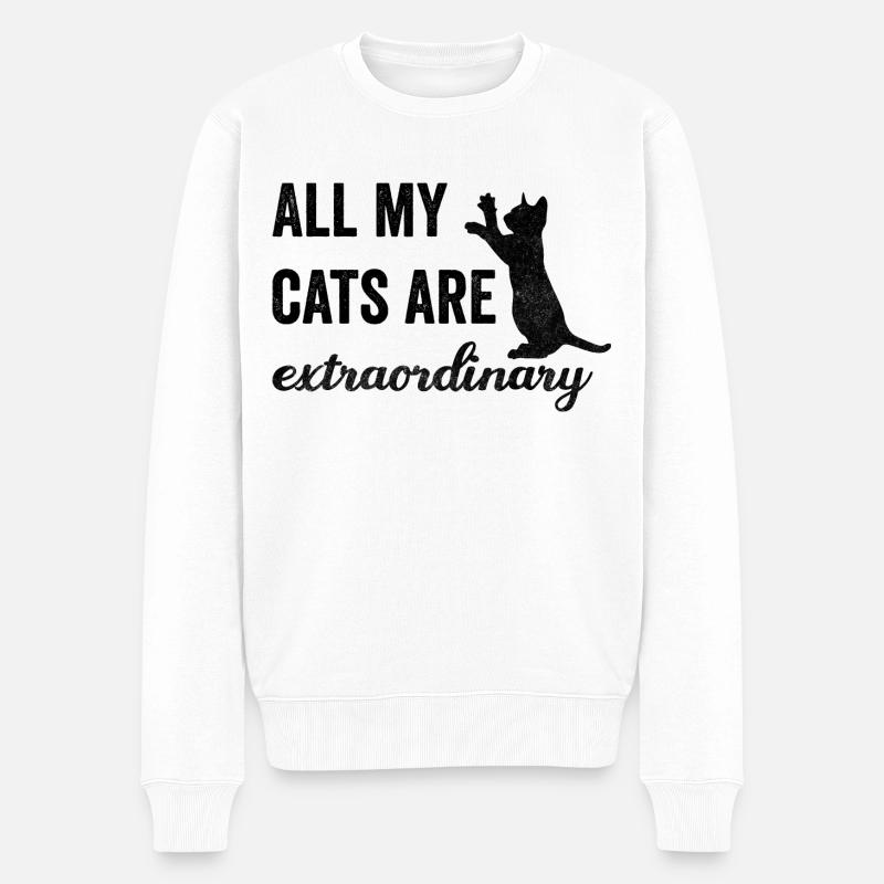 Alle meine Katzen sind außergewöhnlich schwarz - Männer Premium Bio Pullover - Weiß