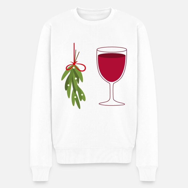 Mistel und Wein - Männer Premium Bio Pullover - Weiß