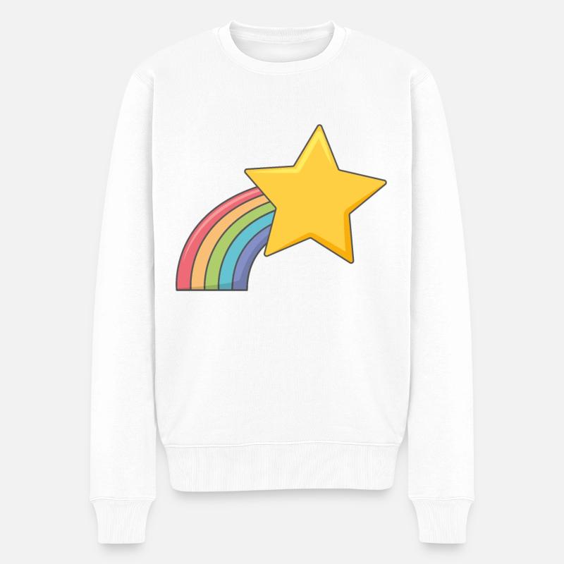 Sternschnuppe Regenbogen - Männer Premium Bio Pullover - Weiß