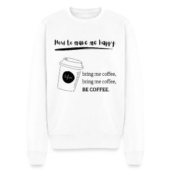 coffee helps - Männer Premium Bio Pullover - Weiß - Vorne - Thijin (182cm)