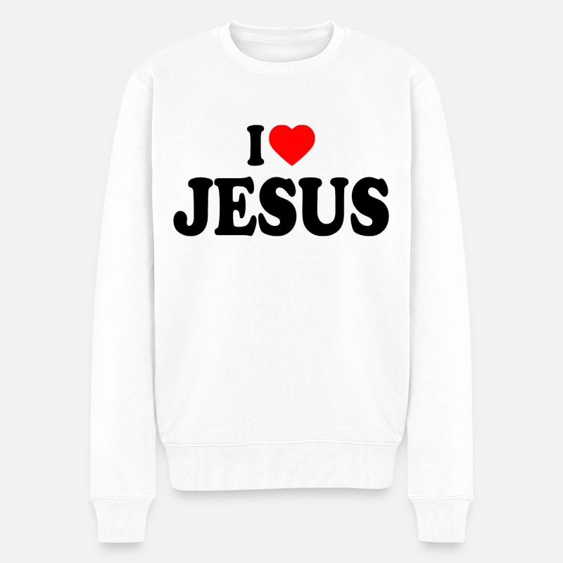 I love jesus - Männer Premium Bio Pullover - Weiß