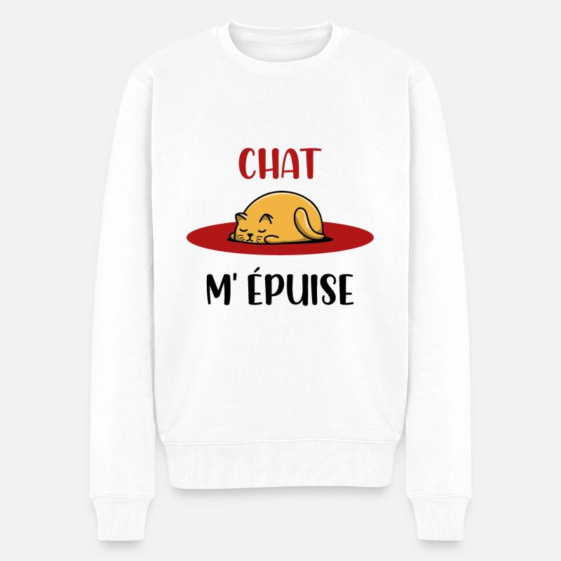 chat m'épuise - Pull Premium bio Homme - blanc