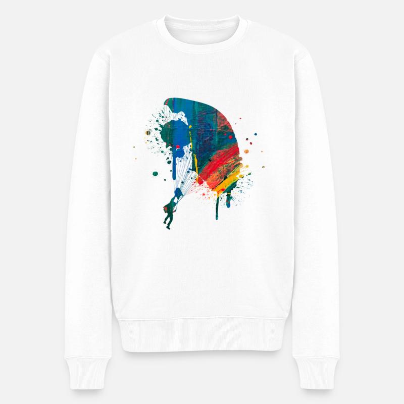Fallschirm - Männer Premium Bio Pullover - Weiß