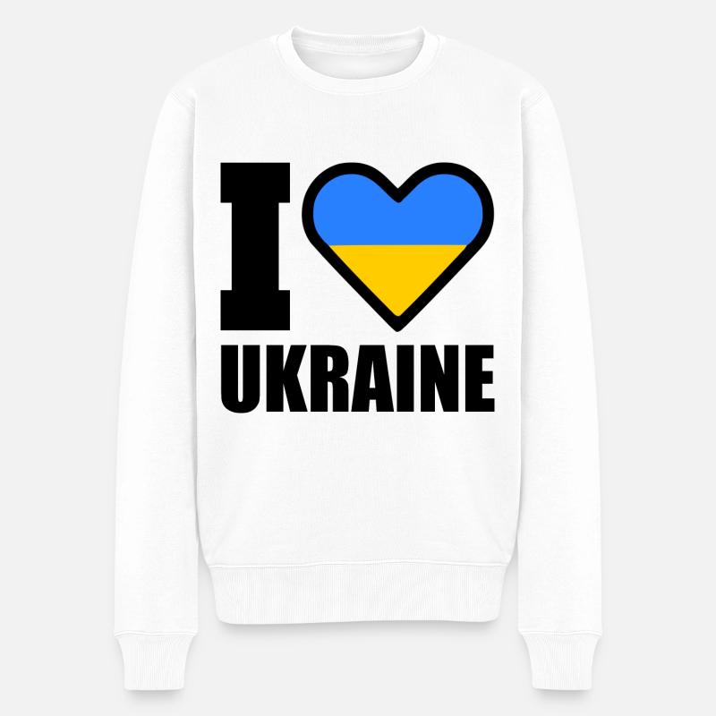 Ukraine - Männer Premium Bio Pullover - Weiß