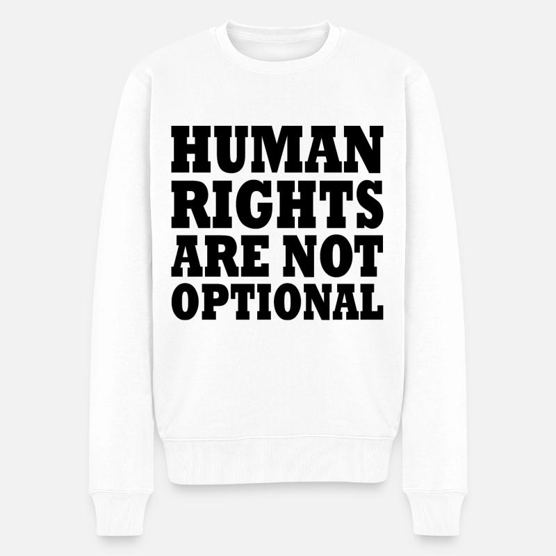 human rights are not optional - Pull Premium bio Homme - blanc