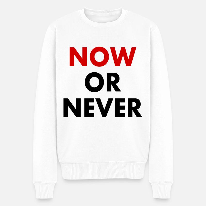 Now or never - Pull Premium bio Homme - blanc