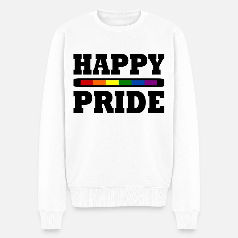 Happy pride - Männer Premium Bio Pullover - Weiß