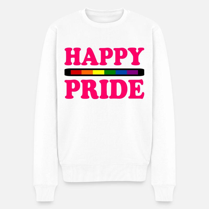 Happy pride - Männer Premium Bio Pullover - Weiß