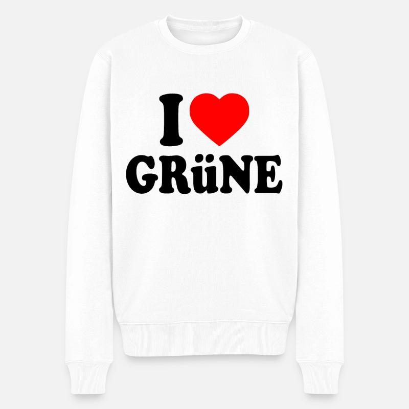 I love grüne - Männer Premium Bio Pullover - Weiß