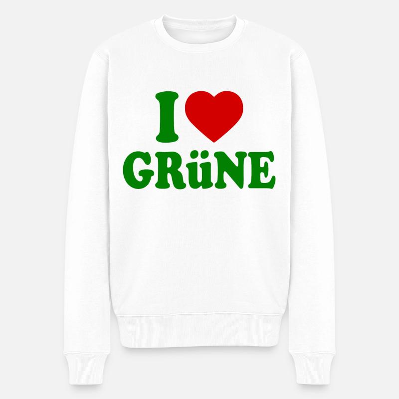 I love grüne - Männer Premium Bio Pullover - Weiß