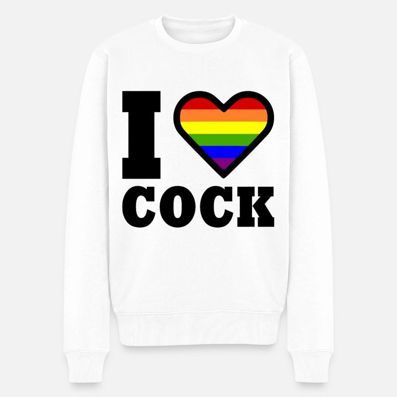 I love cock - Männer Premium Bio Pullover - Weiß
