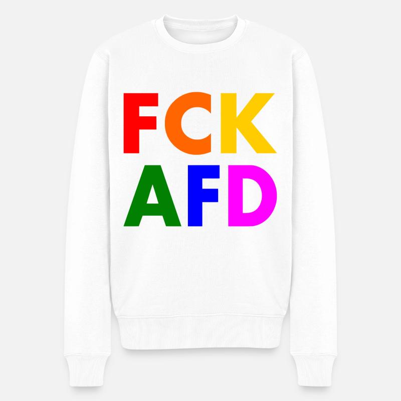 Fck afd - Männer Premium Bio Pullover - Weiß