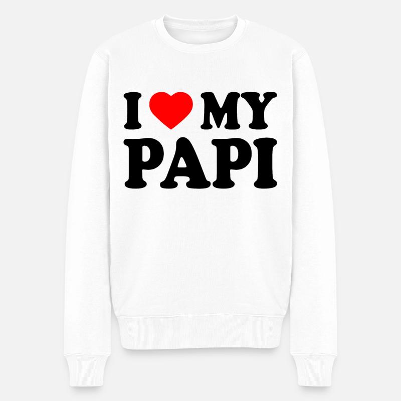 I love my papi - Männer Premium Bio Pullover - Weiß