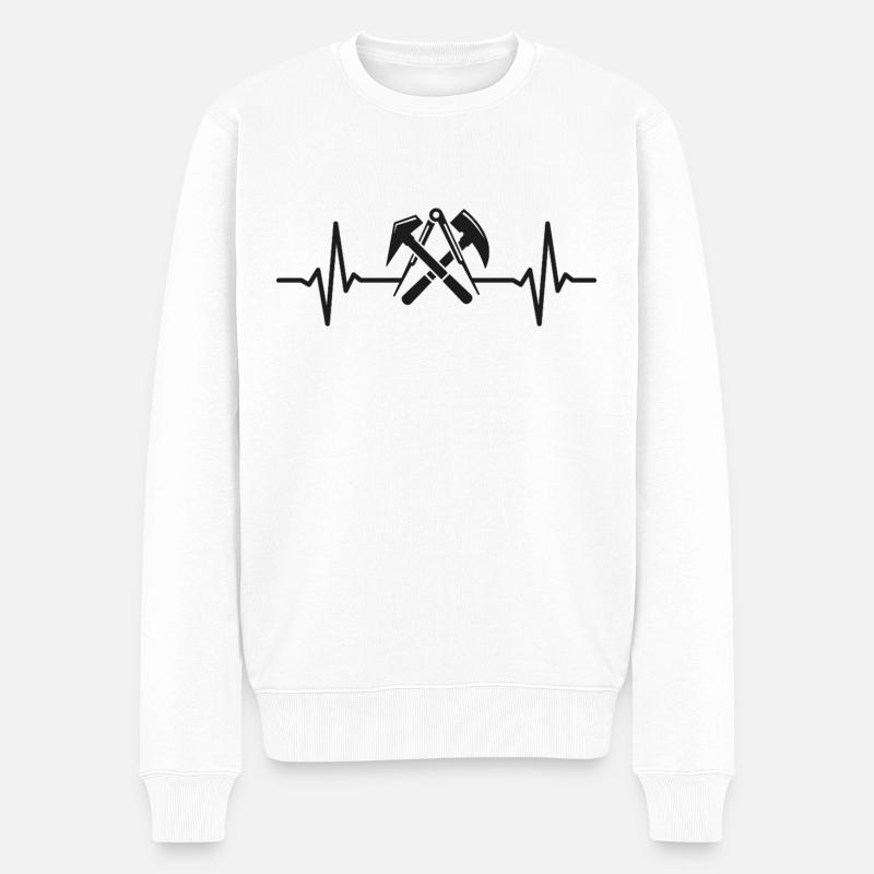 Dachdecker Zunftzeichen Herzschlag - Männer Premium Bio Pullover - Weiß