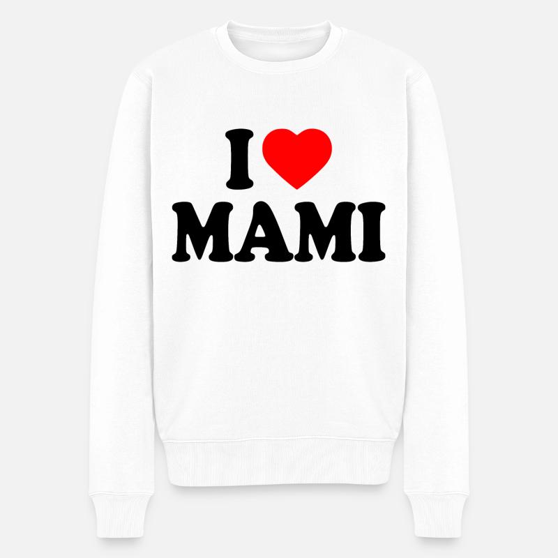 I love mami - Männer Premium Bio Pullover - Weiß