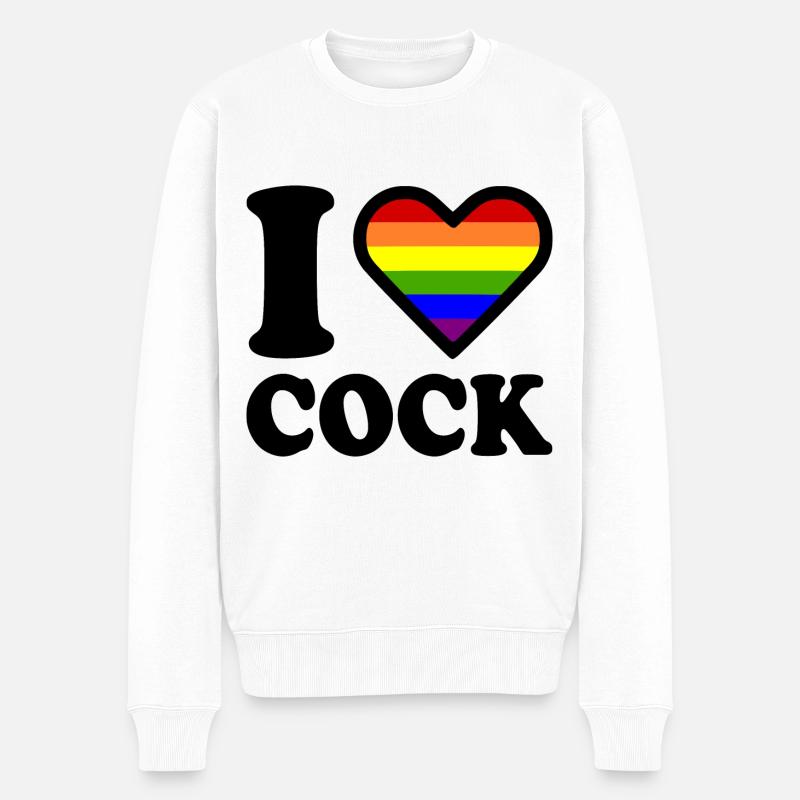 I love cock - Männer Premium Bio Pullover - Weiß