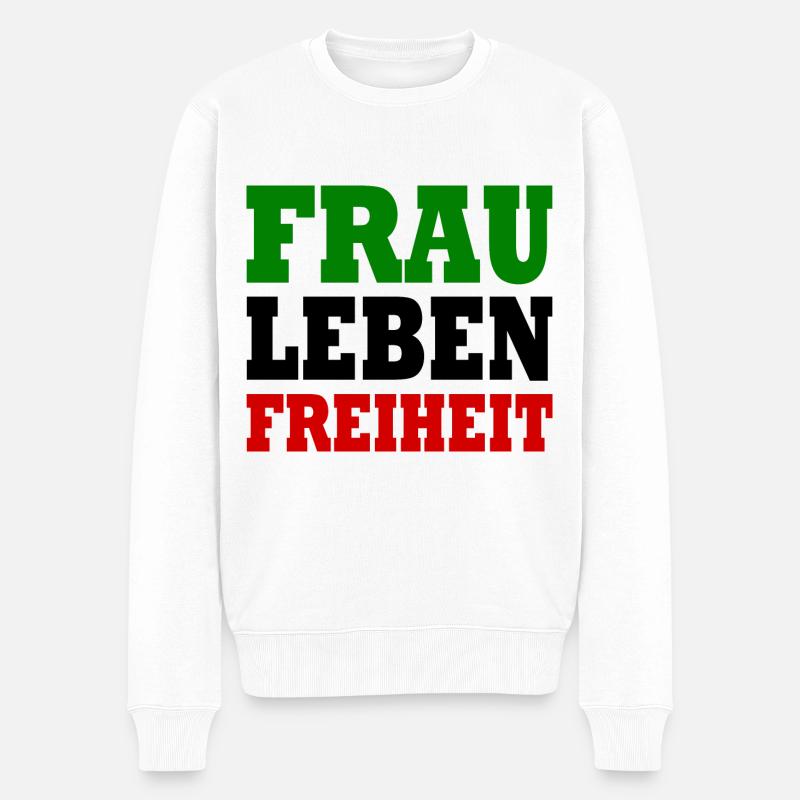 Frau leben freiheit - Männer Premium Bio Pullover - Weiß