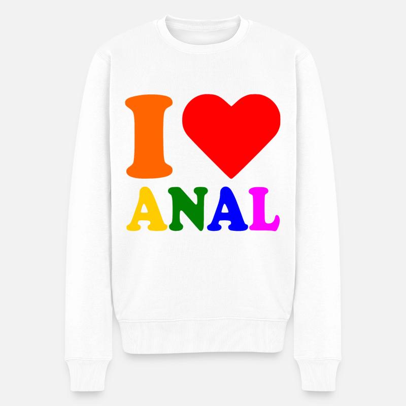 I love anal - Männer Premium Bio Pullover - Weiß