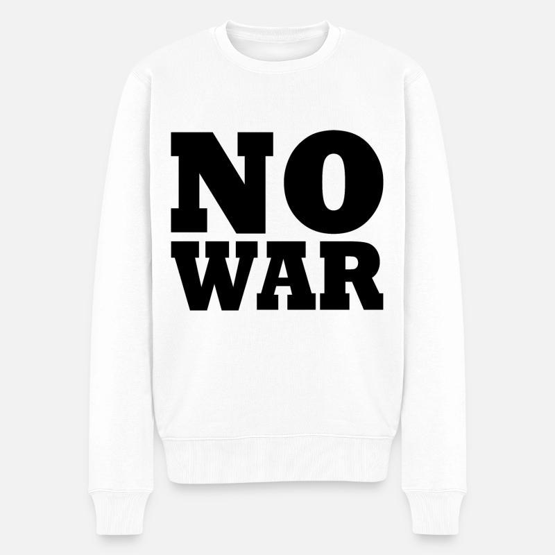 No war - Pull Premium bio Homme - blanc