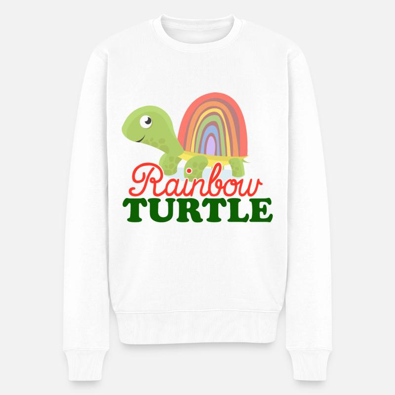 rainbow turtle regenbogen schildkröte - Männer Premium Bio Pullover - Weiß