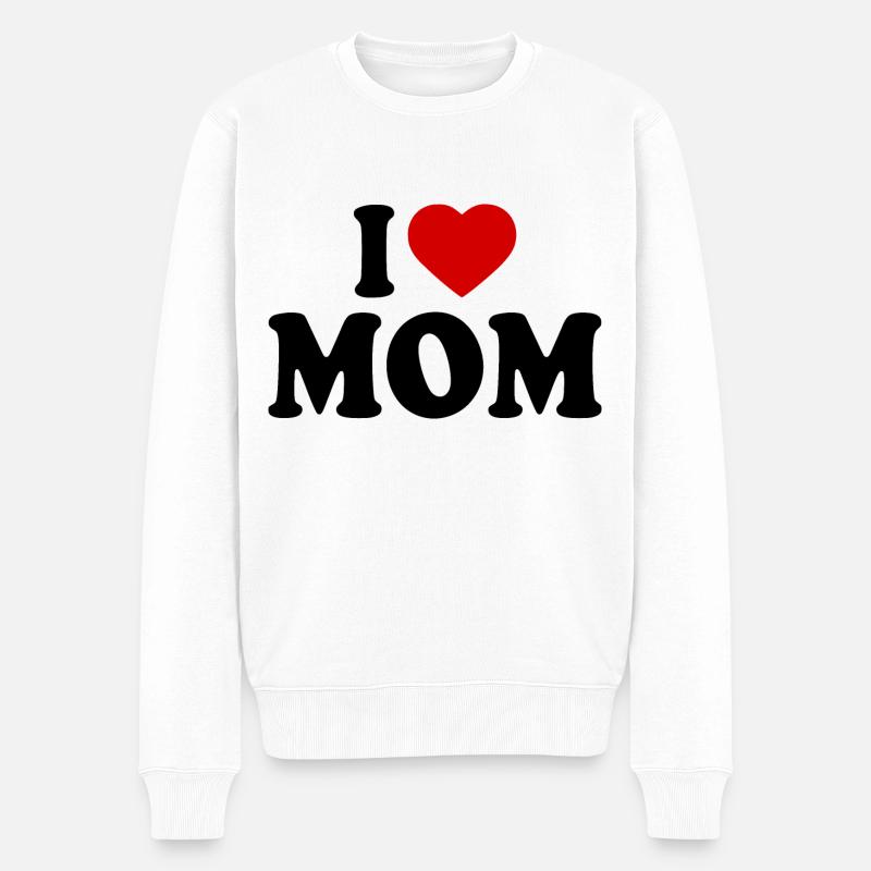 I love mom - Männer Premium Bio Pullover - Weiß