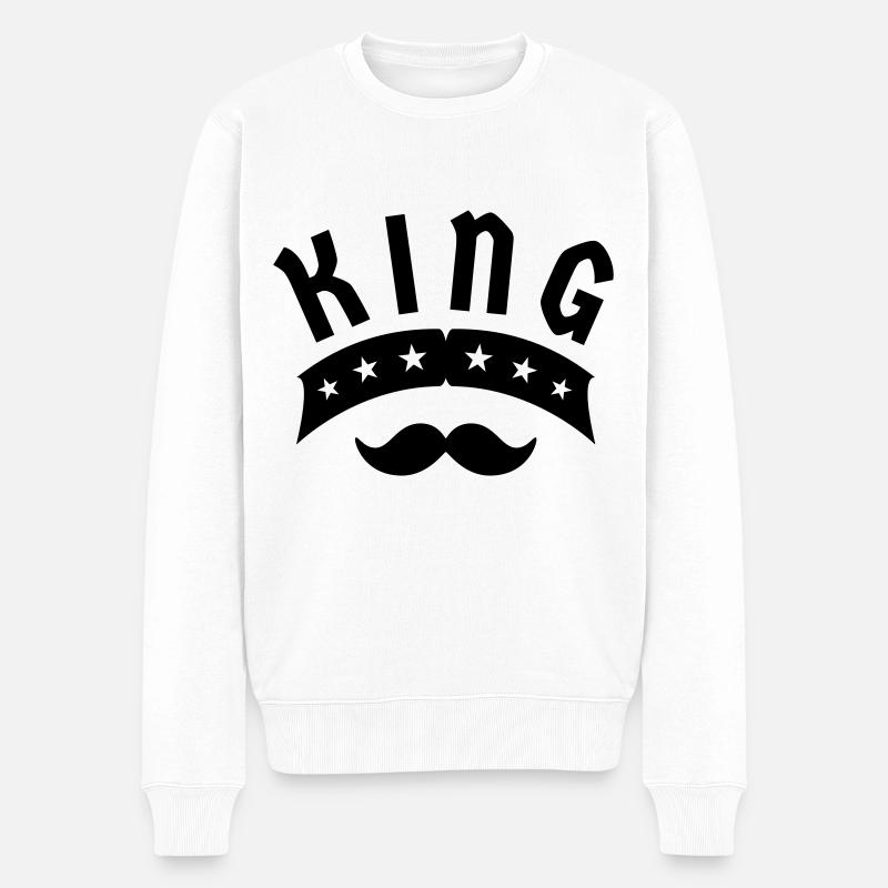 King Krone König Geschenk - Männer Premium Bio Pullover - Weiß