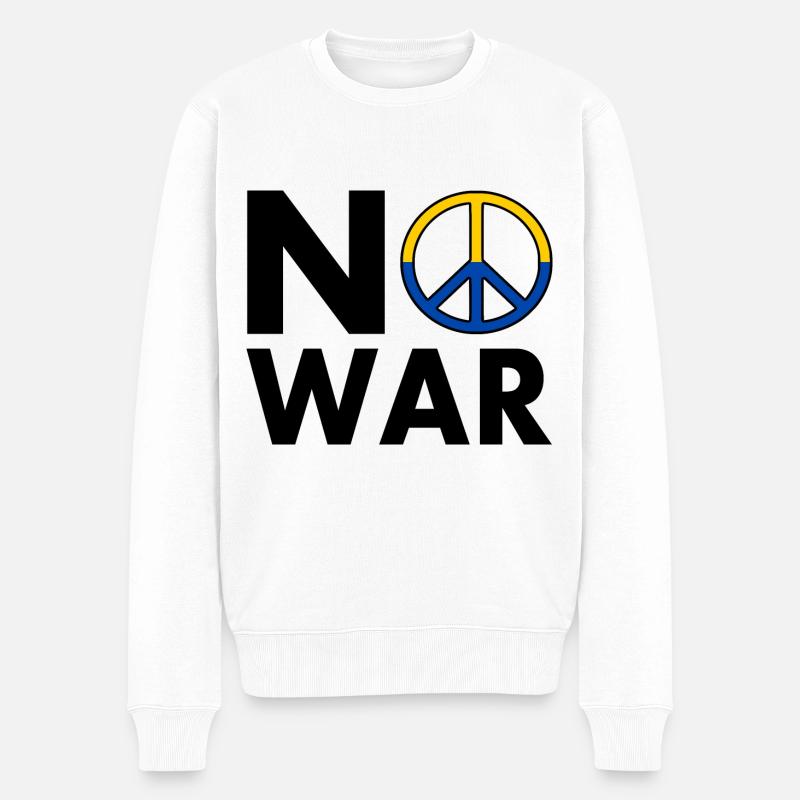 No war - Pull Premium bio Homme - blanc
