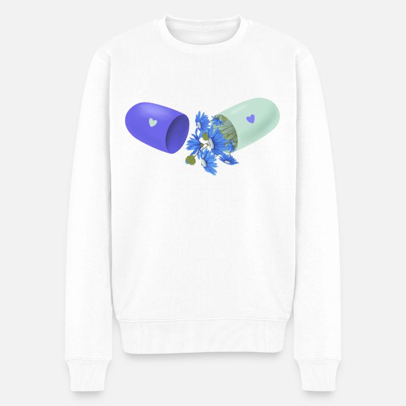 Blumen-Pille - Männer Premium Bio Pullover - Weiß