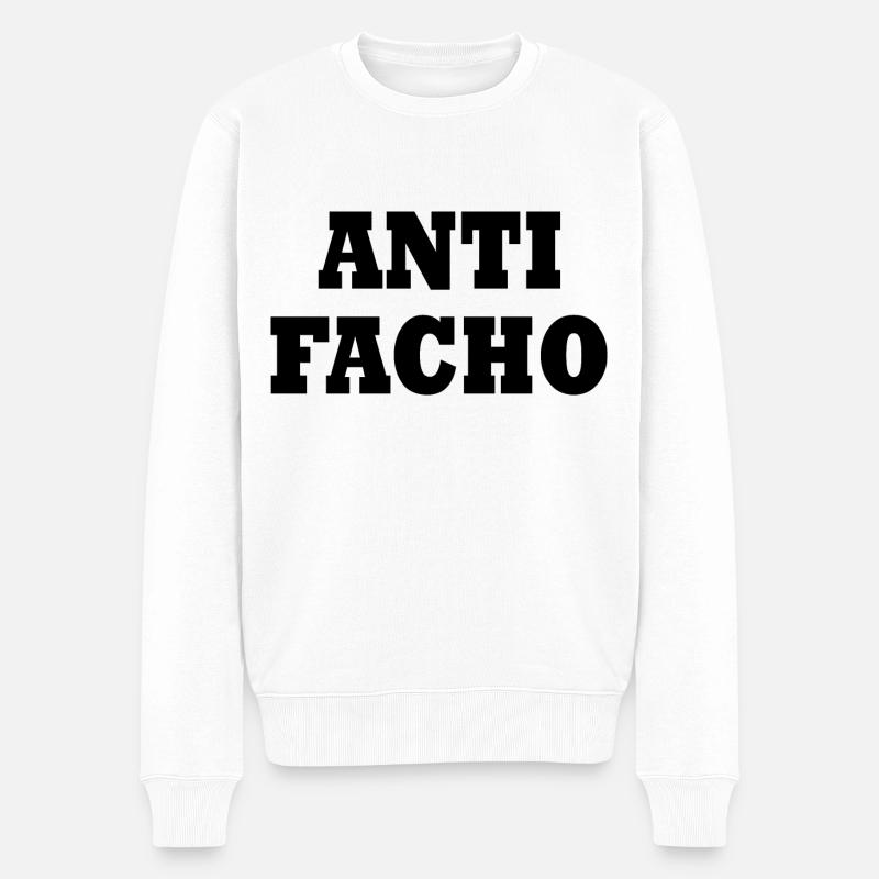 Anti facho - Männer Premium Bio Pullover - Weiß