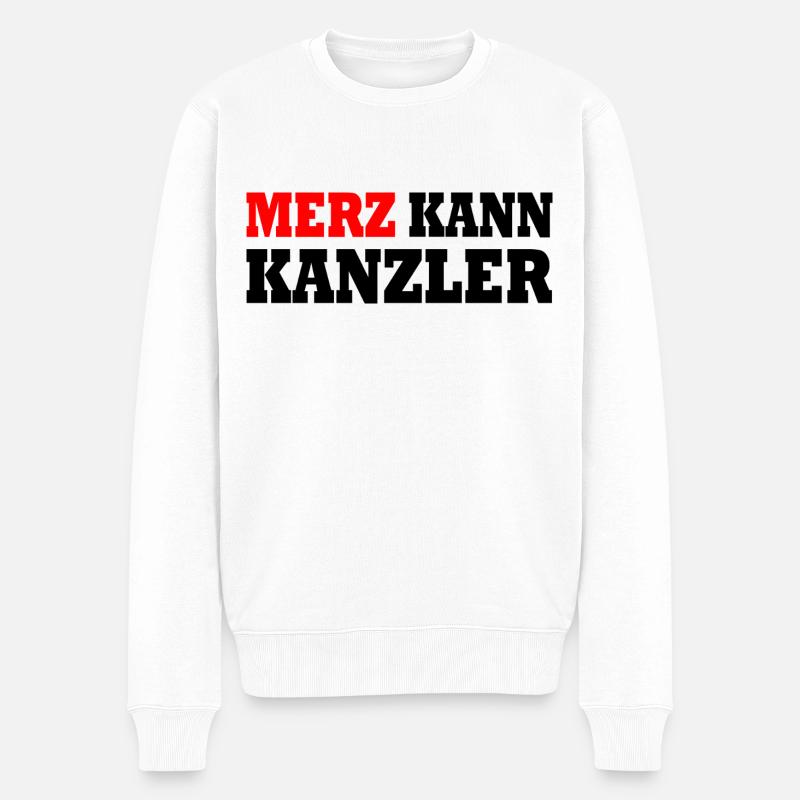 Merz kann kanzler - Männer Premium Bio Pullover - Weiß