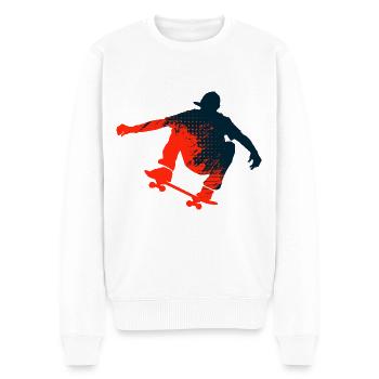 Skateboard - Männer Premium Bio Pullover - Weiß - Vorne - Thijin (182cm)