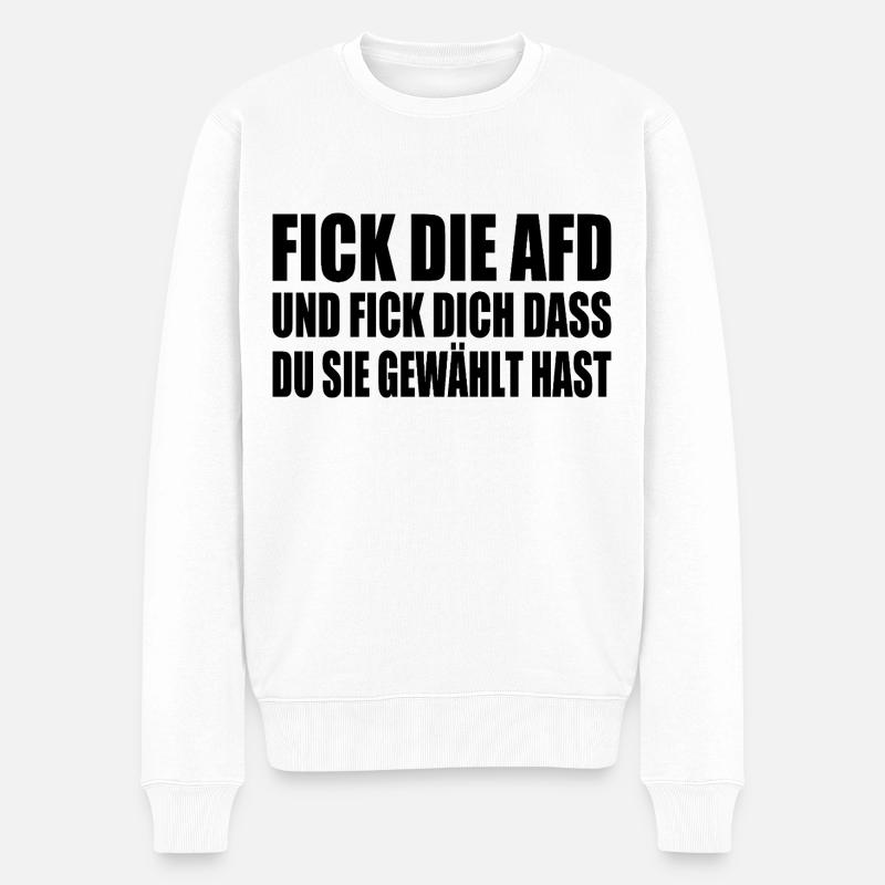 fick die afd - Männer Premium Bio Pullover - Weiß