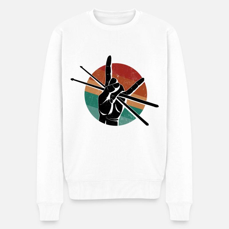 Schlagzeug Spieler Drummer - Männer Premium Bio Pullover - Weiß