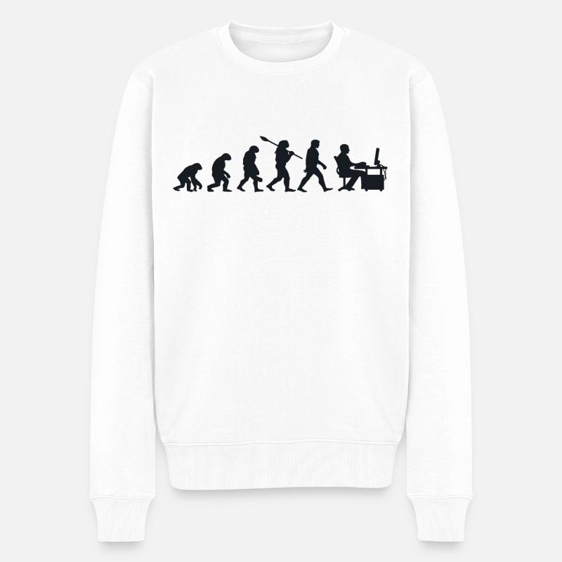 Évolution Darwin pour les Geeks 💻 - Pull Premium bio Homme - blanc