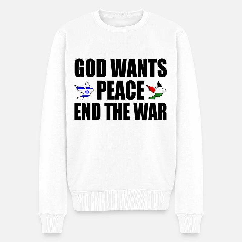 God wants peace for israel free palestine - Männer Premium Bio Pullover - Weiß