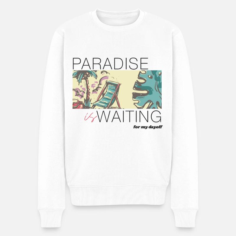 Paradies wartet - Männer Premium Bio Pullover - Weiß