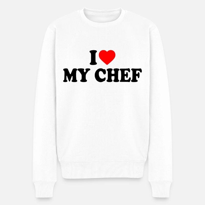 I love my chef - Männer Premium Bio Pullover - Weiß