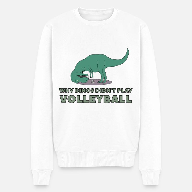 dino spielt kein volleyball - Männer Premium Bio Pullover - Weiß